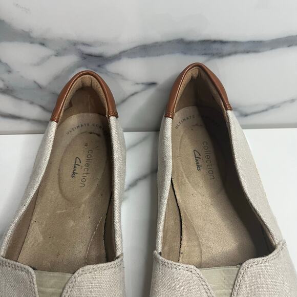 Clarks Women's Neutral Canvas Espadrille Danelly Sky Slip-On Comfort Shoes Sz 9 - Picture 3 of 8
